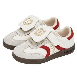 泰兰尼斯童鞋春秋款红色儿童德训男童机能鞋女童轻便盖盖鞋板鞋子