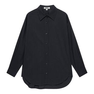 DKNY唐可娜儿春季款长袖衬衫女经典百搭时尚宽松纯色休闲简约上衣