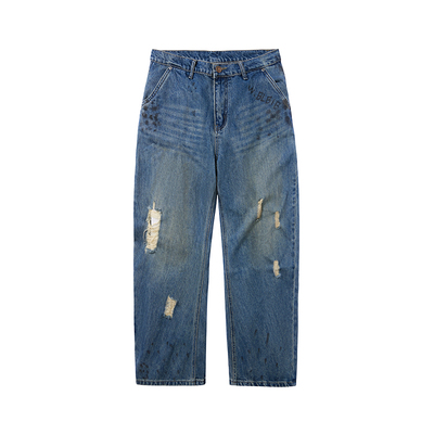 补丁美式休闲弯刀百搭水洗喷漆