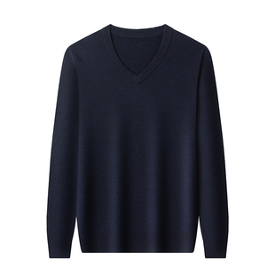 上海春竹100%羊绒衫男V领秋冬加厚中年商务休闲鸡心领毛衣打底衫
