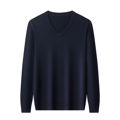 春竹100%羊绒衫V领中年商务休闲