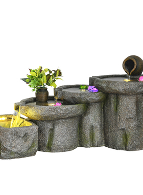 阳台石磨盘流水喷泉造景工艺品