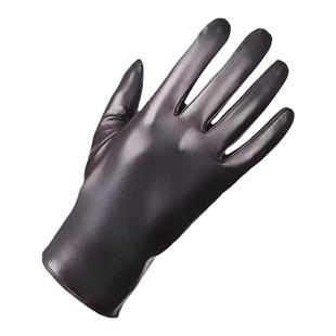 羊皮触屏修手秋冬骑行保暖加绒加厚开车薄款男士防风皮手套