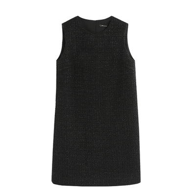 千金黑高级感小香风粗花呢连衣裙