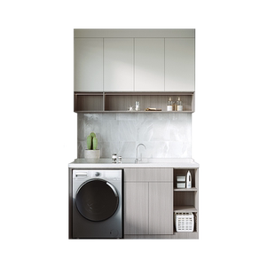 好莱客阳台柜定制现代简约吊柜大储存收纳柜洗衣机柜一体全屋定做