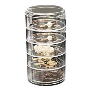 透明旋转多功能首饰盒收拾饰品收纳发圈耳环钉手表项链儿童收纳架