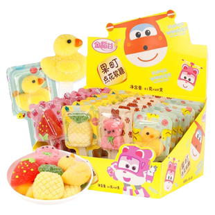 金稻谷莓熊鸭儿童糖果棒棒糖软糖维C果汁软糖幼儿园学生零食批发