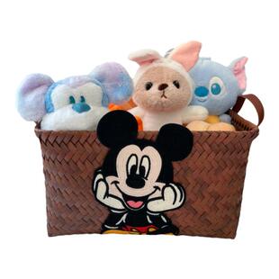 藤编刺绣卡通收纳框子手工编织收纳箱复古桌面收纳盒杂物玩具整理