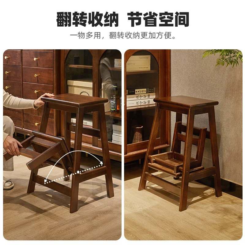 实木可折叠梯凳家用登高换鞋两用凳子楼梯凳高脚木质梯子板凳椅子