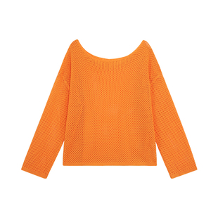 MULVAN 特调甜橙 一衣可多穿镂空微透针织空调上衣女宽松防晒罩衫