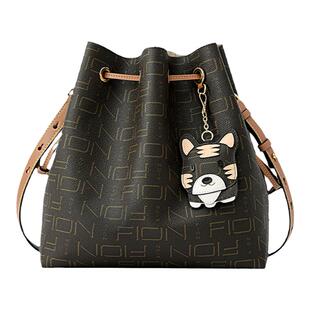 Fion/菲安妮复古老花水桶包女新款2026高级感通勤单肩小斜挎包包