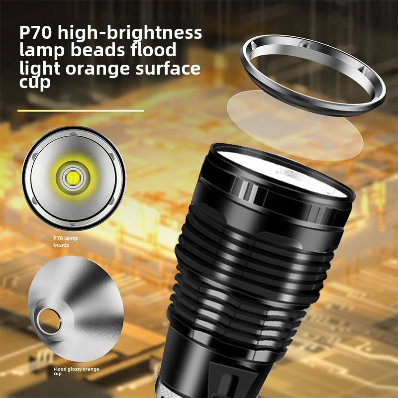 专业潜水手电筒强光P70白光黄光超亮防水夜潜打鱼探照灯长续航