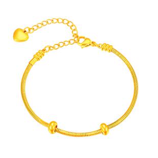 梦金园合金万能手链可穿黄金转运珠藏式天珠diy配件吊坠串珠素链