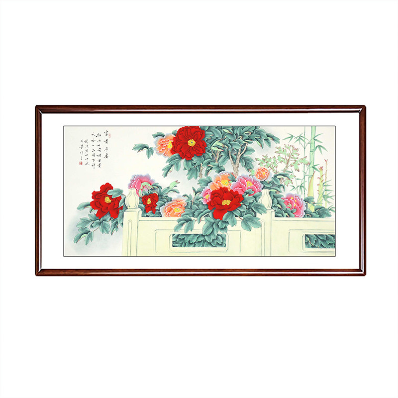 花开富贵挂画牡丹图手绘工笔牡丹画字画国画客厅餐厅办公室装饰画