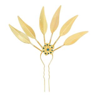 云南傣族金色发簪头饰女西双版纳旅拍耳环项链发饰泰国民族风配饰