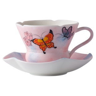 宏逐粉蝶戏花高档茶具系列陶瓷纯手绘茶杯茶壶盖碗家用主人杯水杯