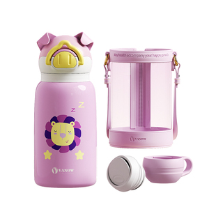 Vanow范洛保温杯儿童上学婴幼儿水壶便携高颜值吸管幼儿园水杯子