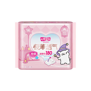 七度空间112片极薄透气网面180mm迷你巾护垫姨妈卫生巾旗舰店正品