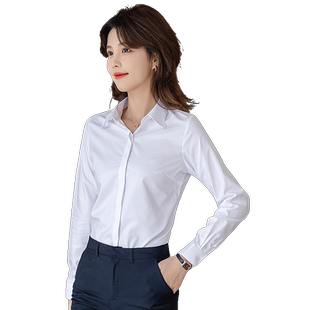 竹纤维灰色方领长袖衬衫女职业正装2026新款春秋百搭女装短袖衬衣