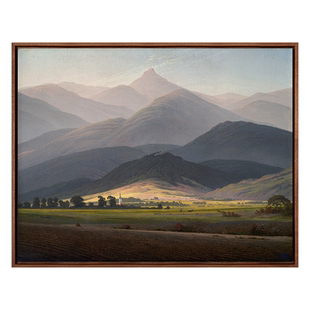 新品】弗里德里希《巨人山》版画 客厅沙发背景墙靠山画玄关挂画