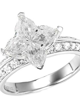 澄一珠宝・ S925银四角异形星星高碳钻高闪轻奢质感戒指