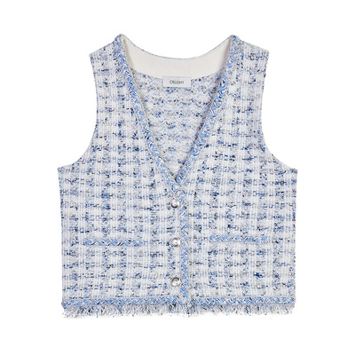 CRUSH Collection早春新款千鸟格马甲叠穿针织气质小香风