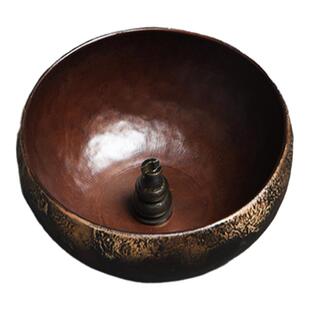 鎏银紫铜香炉 禅韵线香插香篆炉塔香炉中式铜摆件 铜香插座铜茶玩