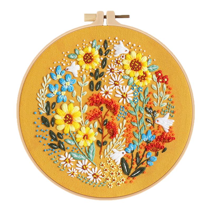 手工刺繡diy材料包 繁花歐式立體繡花裝飾花卉花團(tuán)法式自繡禮物
