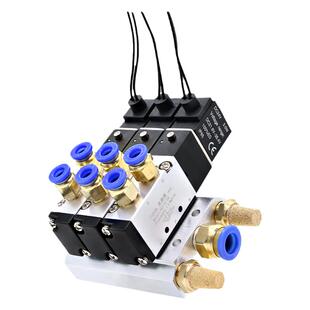 气动电磁控制阀组套装4v110一06气缸24v亚德客型220v电磁阀气动阀