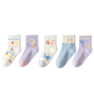 儿童袜子春秋厚款女童宝宝棉袜小孩秋冬季中大童中筒男童无骨童袜