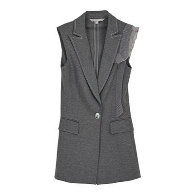 墨蒂珂一粒扣西装领荷叶边马甲