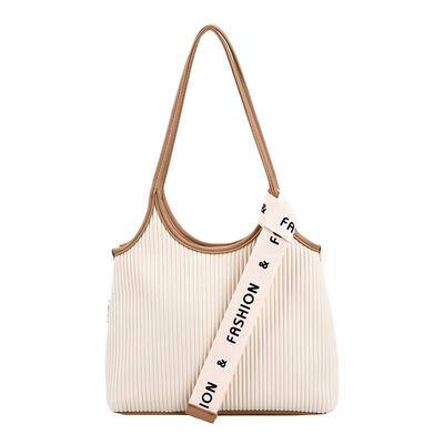 时尚百搭褶皱绸带托特包