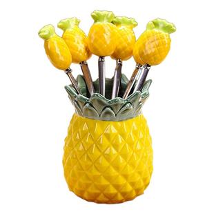 水果叉子儿童安全不伤嘴家用不锈钢签果插甜品蛋糕叉可爱小款