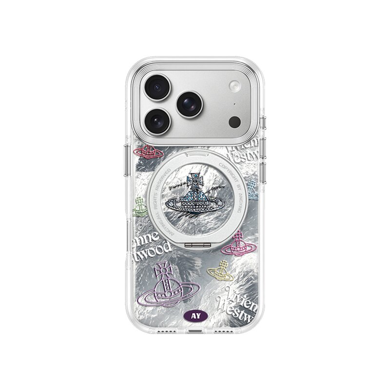 ANGYING × 潮牌土星适用苹果17promax手机壳新款iphone16pro磁吸带支架ip15支点Yo2超薄好看13套高级感女