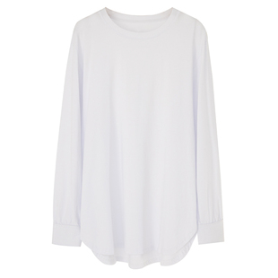 圆领加绒长袖t恤女长款白色打底衫卫衣内搭宽松遮屁股孕妇上衣
