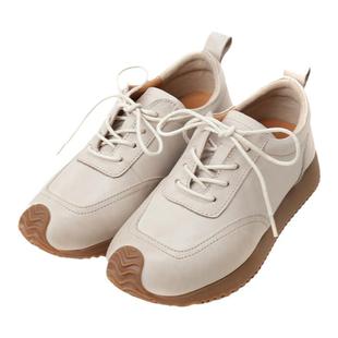 相伴真皮运动休闲鞋女2025新款秋季新中式软底软面深口鞋复古女鞋