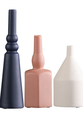 莫兰迪色陶瓷几何轻奢风简约花瓶