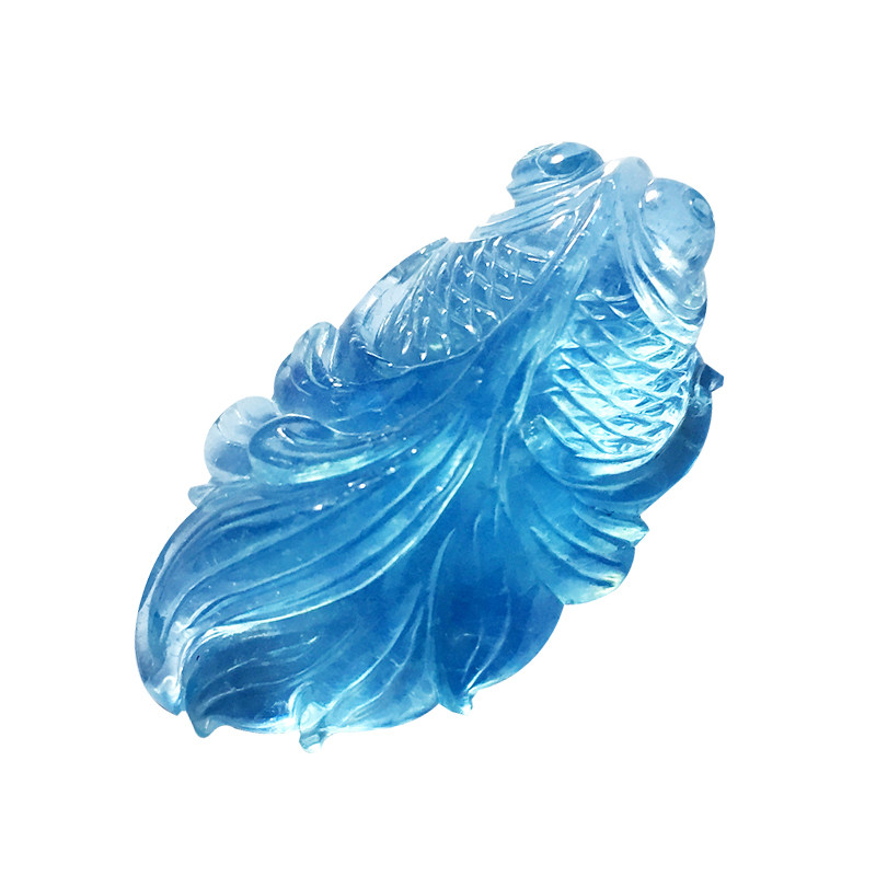 巴西冰透雕刻水晶一物一图海蓝宝