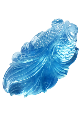 巴西冰透雕刻水晶一物一图海蓝宝