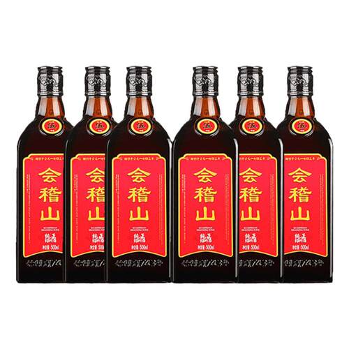 会稽山纯正五年绍兴黄酒陈酿5年加饭酒官方正宗花雕酒500ml*6瓶装