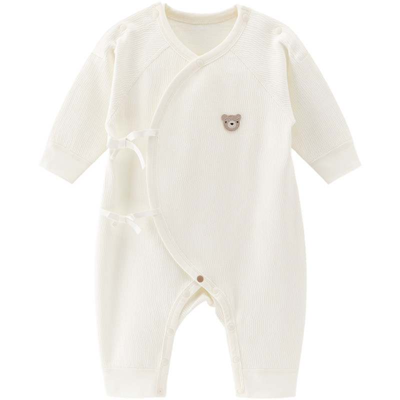 易苗服木生棉0-6个月新生婴儿绑带连体哈衣春秋宝宝纯棉衣服夏季 服带实拍商品图
