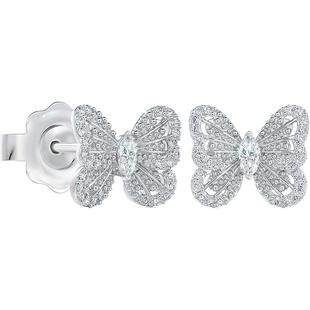 [礼物]戴比尔斯 Portraits of Nature butterfly蝴蝶白金钻石耳钉