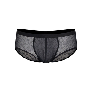 半兽之内“梦境副本”格纹网纱平角裤镂空透视男显大低腰性感内裤