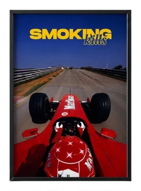 装饰画有框挂画墙壁现代F1赛车舒马赫车王SCHUMACHER红色法拉利