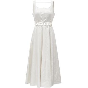 【觅光裙】ONLY2025夏季新款通勤镂空绑带静奢风长款吊带连衣裙女