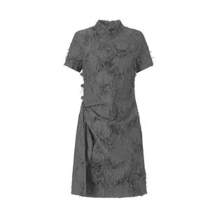 商场同款 摩萨克秋棉流苏新中式短款连衣裙旗袍女