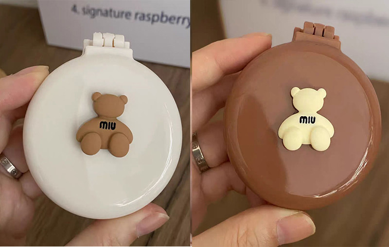 thumbnail for Cute little comb portable bear mini air cushion comb for kids and girls foldable airbag comb mirror in one