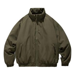 阿于呆日系冬季美拉德竖条纹立领夹克男复古中性风休闲情侣外套女