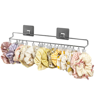 大肠发圈发箍收纳神器壁挂发饰夹不锈钢收纳杆抓夹头花发绳展示架