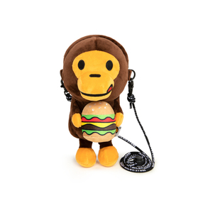 现货 BAPE BABY MILO 可爱毛绒小猴子 鲨鱼卡通图案 斜挎 手机包